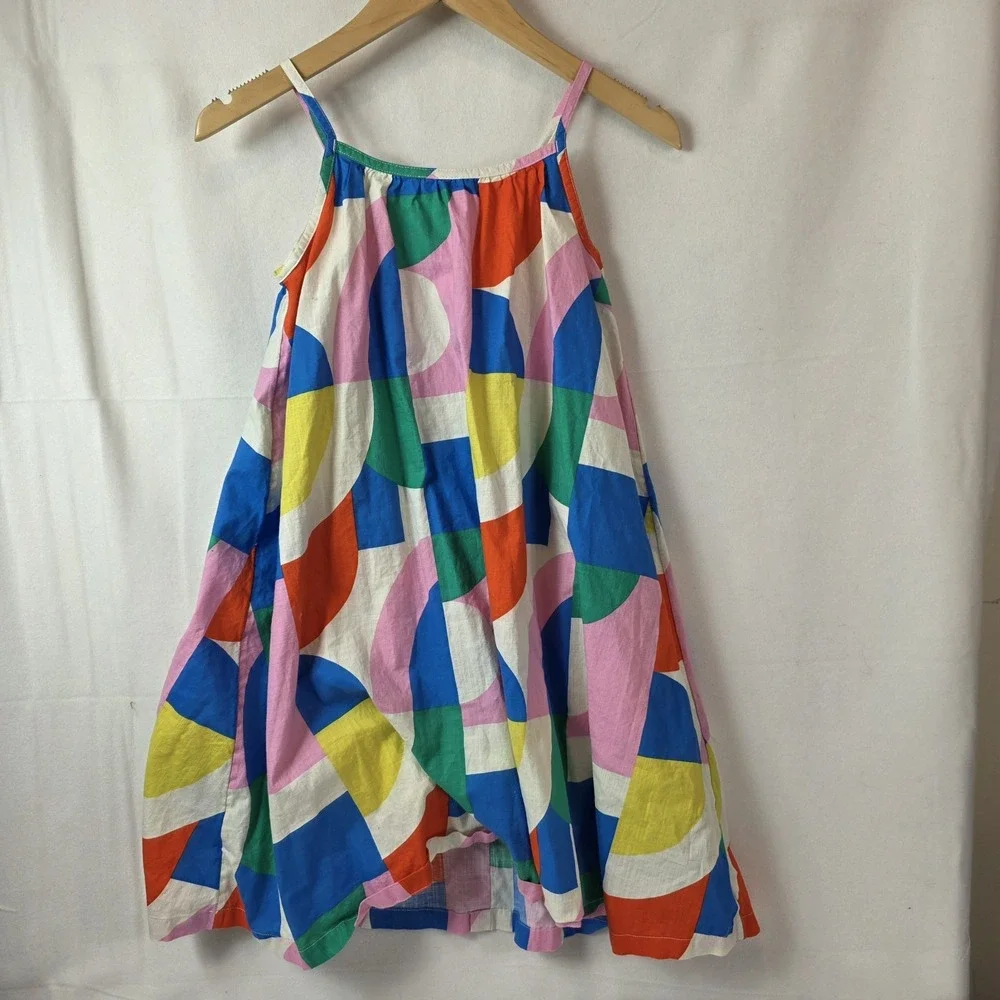 hanna andersson girl's dress woven summer dress button geometric 12